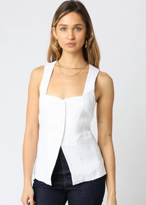 Layered Placket Design BLAIR LINEN VEST