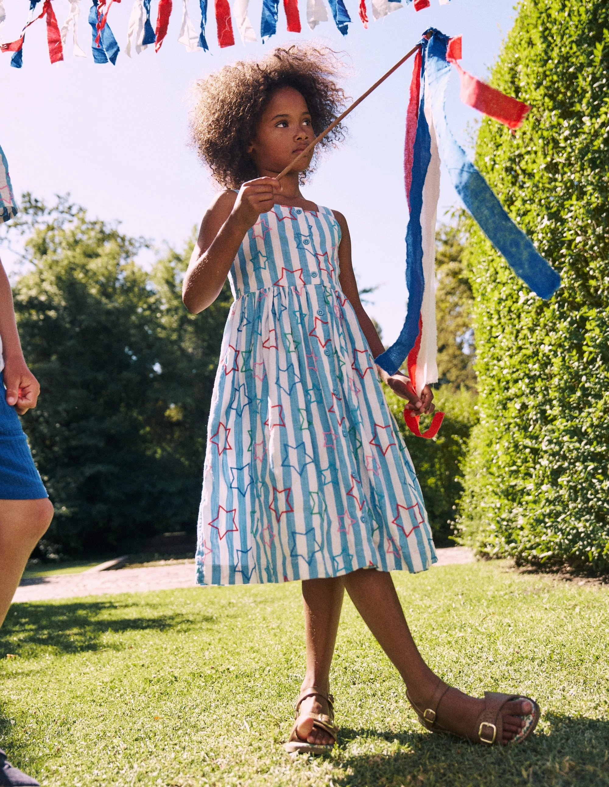City Layering Remy Button Through Dress-Peacock Plume Blue Star