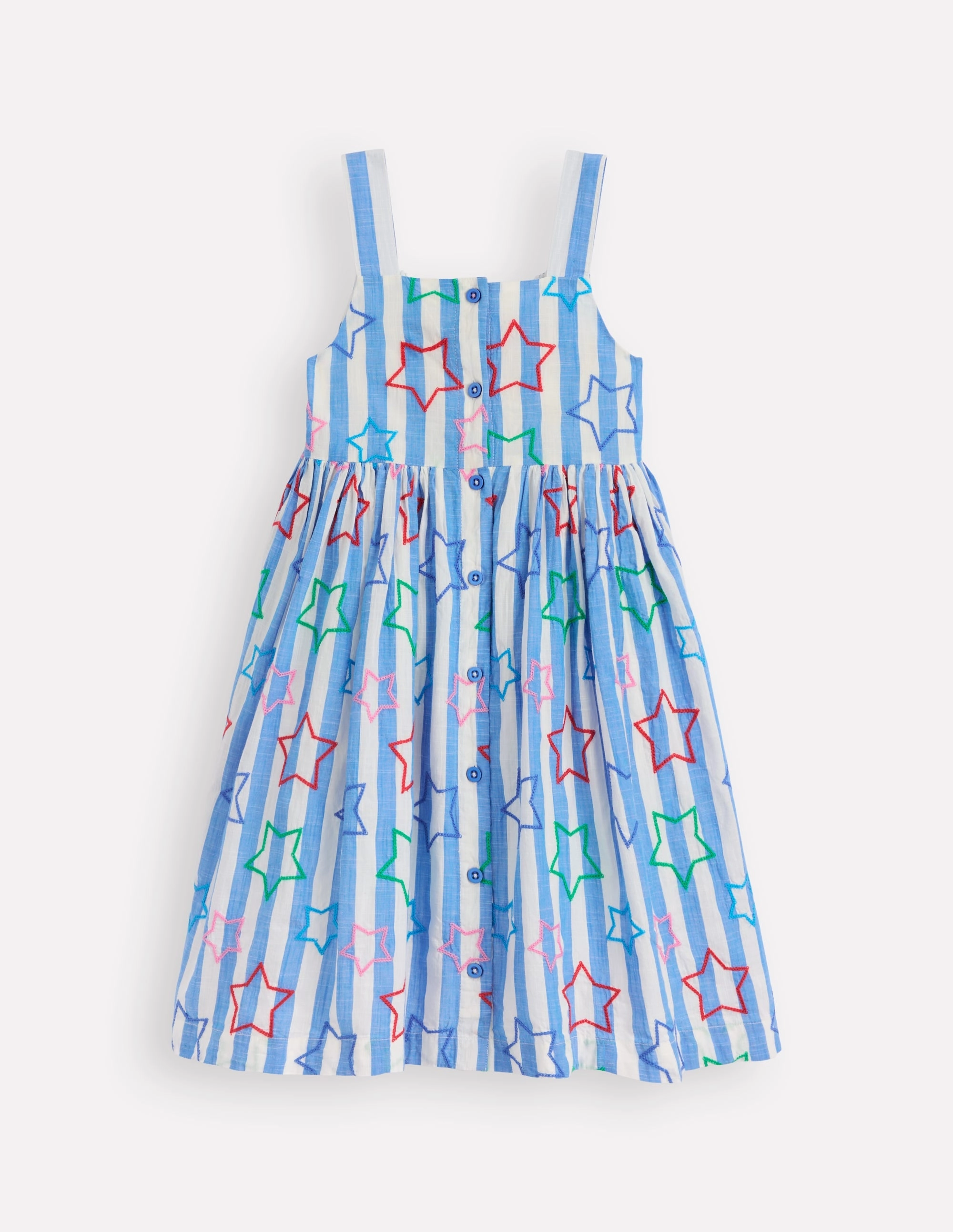 Abstract Pattern Remy Button Through Dress-Peacock Plume Blue Star