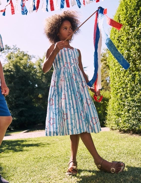 City Layering Remy Button Through Dress-Peacock Plume Blue Star