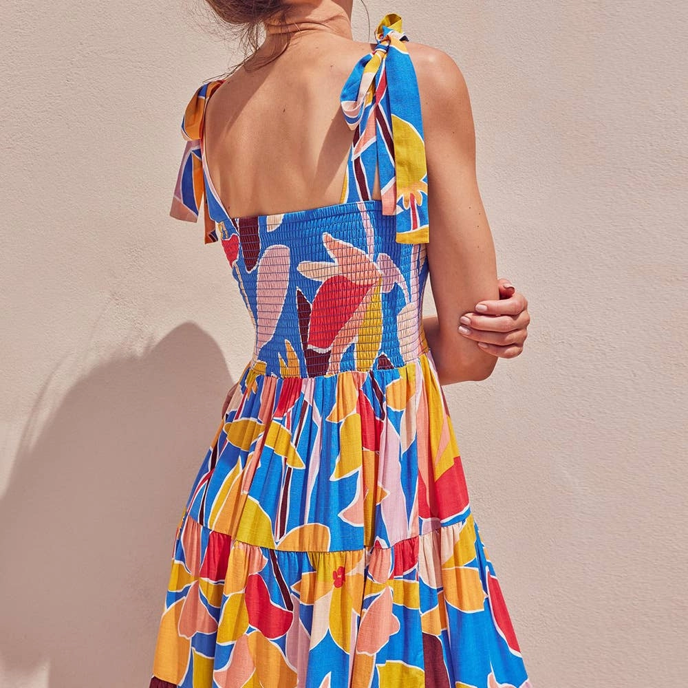 Resort Ready BOHO PRINT TEA BREAK FRENCH WRAP DRESS_CWDMD2380