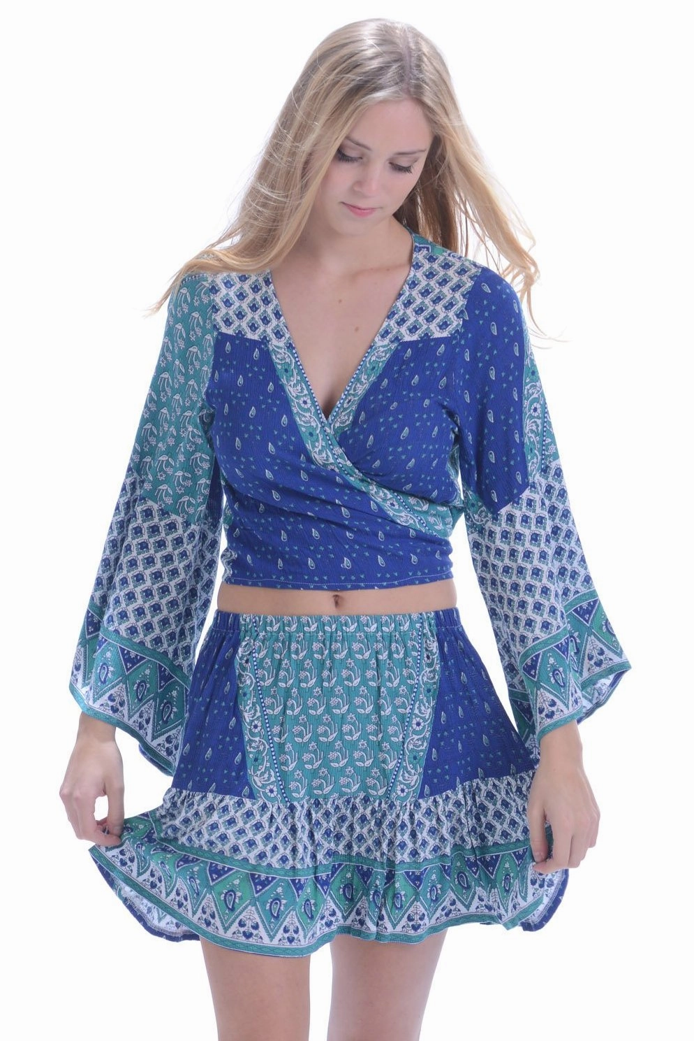Bold Print Easy Layers Boho Set / Peacock