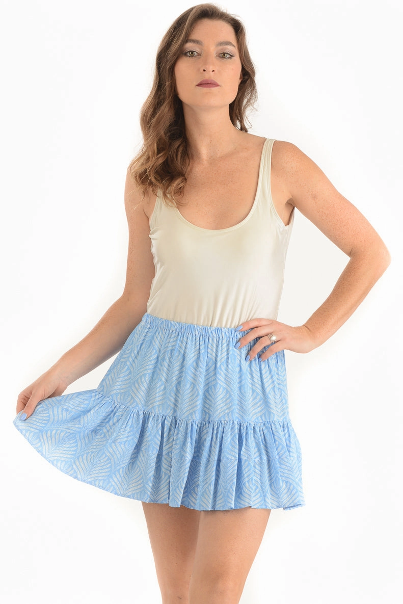 Sleek Vibe Boho Skirt / Periwinkle Palm