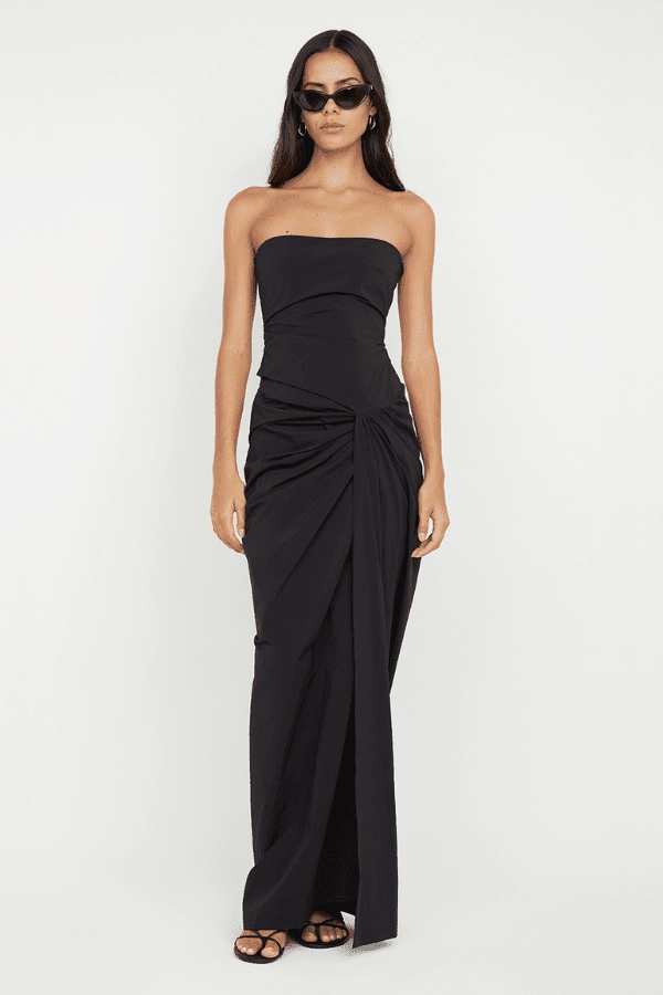 Domenic Strapless Dress Black Classic Design Soft Lines