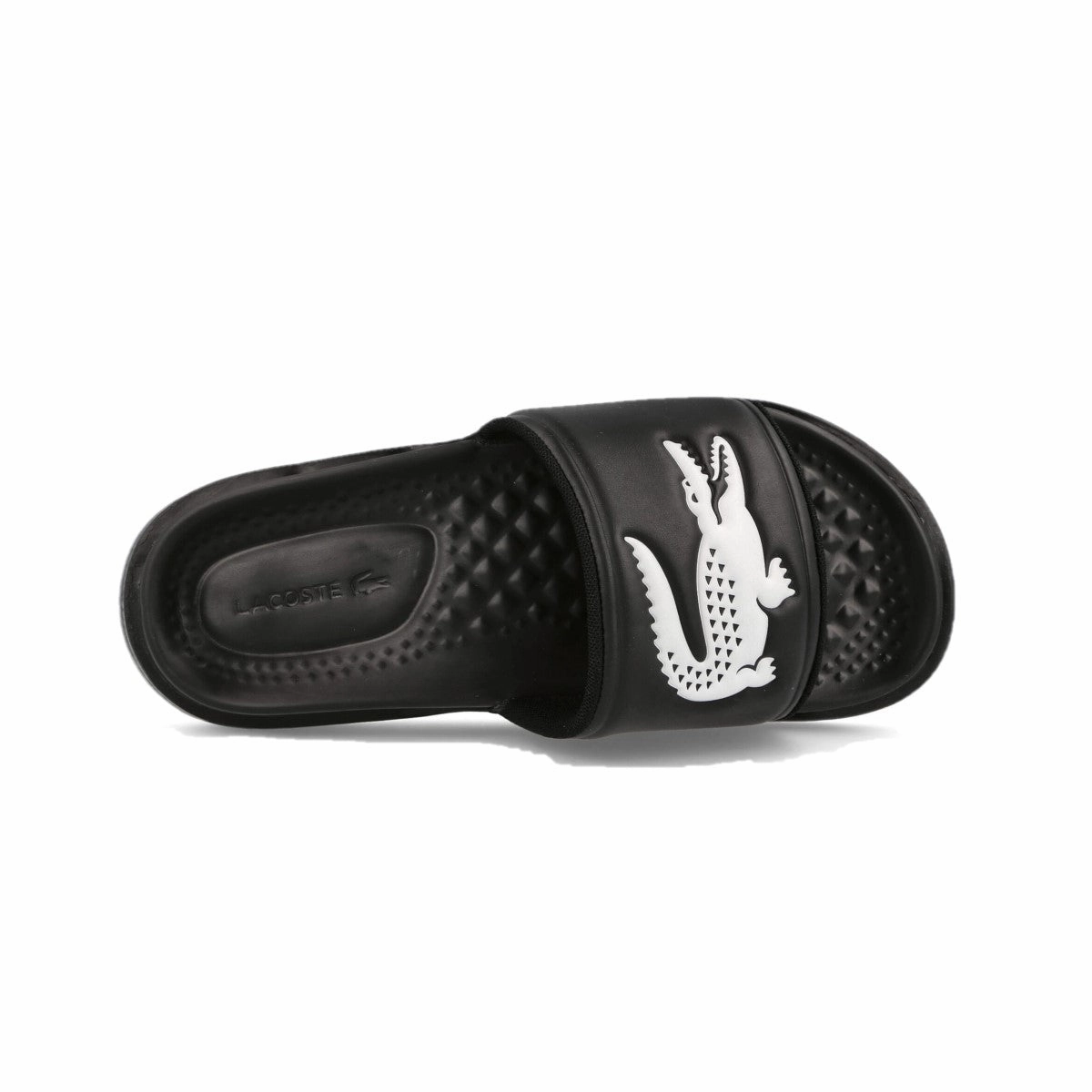 LACOSTE 7-43CMA0020312 CROCO DUALISTE LOGO STRAP 0922 MN'S (Medium) Black/White Synthetic Slide Craftsmanship City Edge