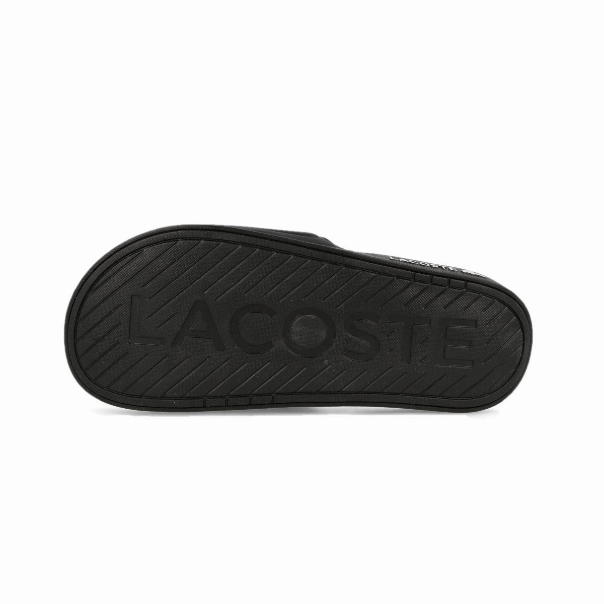 LACOSTE 7-43CMA0020312 CROCO DUALISTE LOGO STRAP 0922 MN'S (Medium) Black/White Synthetic Slide Recycled Rubber Composite Work Life