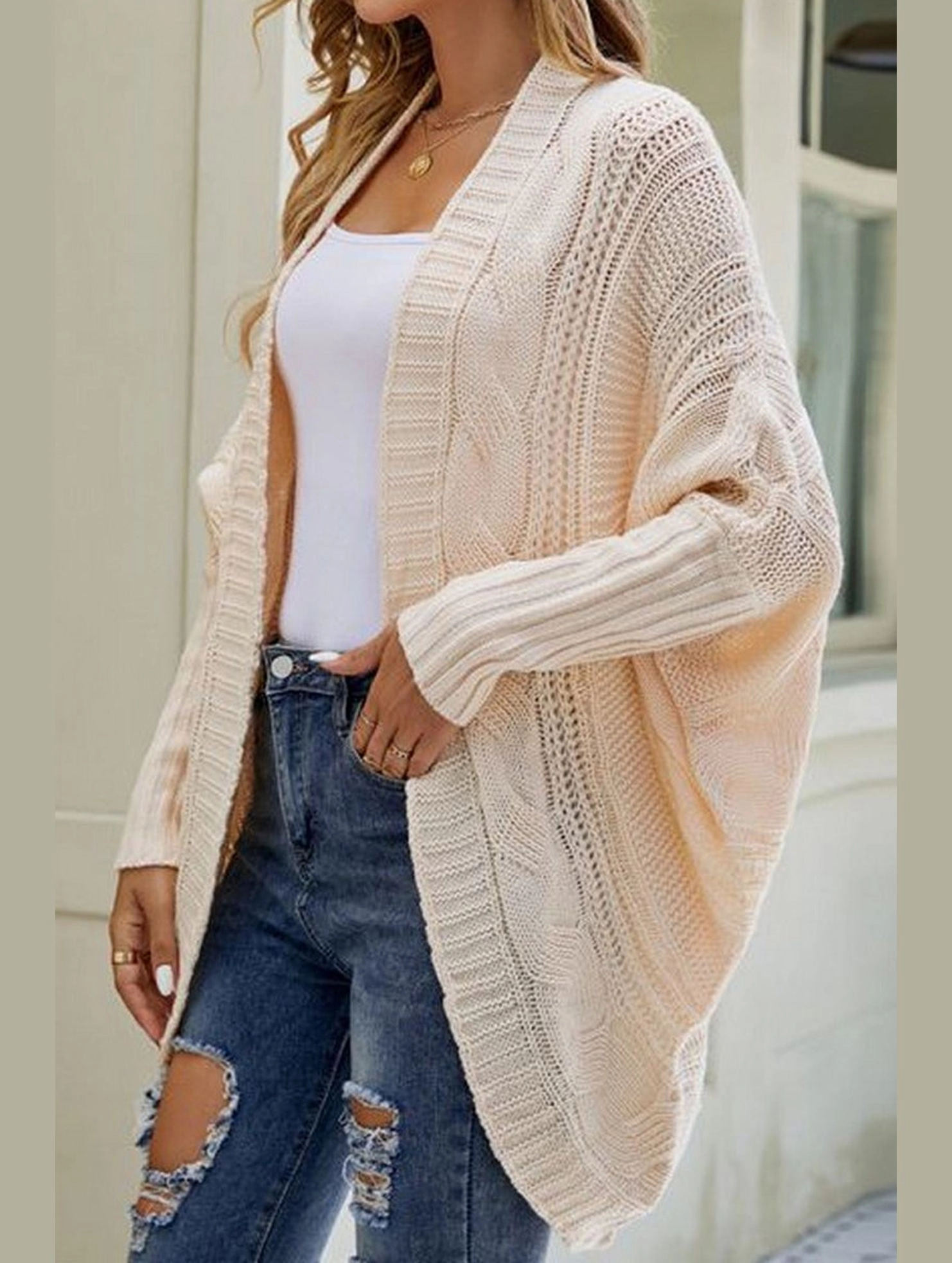 SnagResistant LightweightDesign WOMEN CHUNKY KNITTED SOLID FALL WINTER CARDIGAN