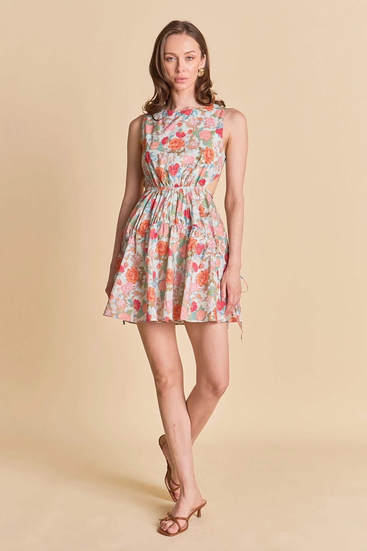 FLORAL PRINT CUT OUT MINI DRESS Modern Look Minimal Mood