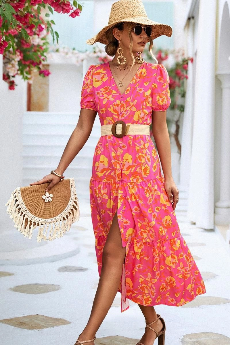 Trendy Wear FLORAL PRINTING WOMEN SLIT DRESS