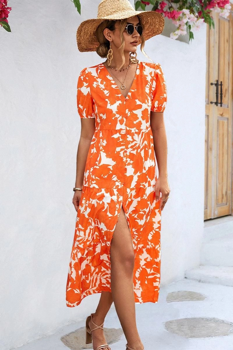 FLORAL PRINTING WOMEN SLIT DRESS Minimal Mood