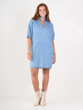 Emily Mccarthy Poppy Dress in Denim Chambray Refined Aesthetic