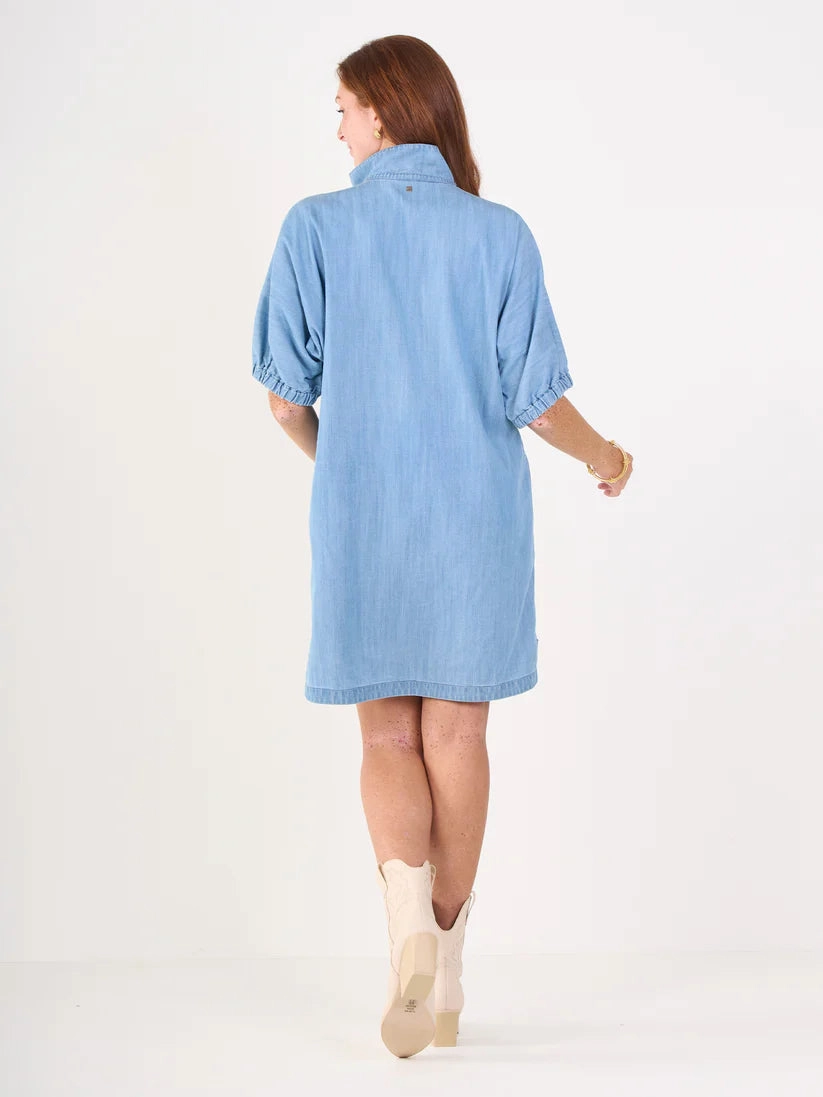 Emily Mccarthy Poppy Dress in Denim Chambray Skirt Flare Body Ease