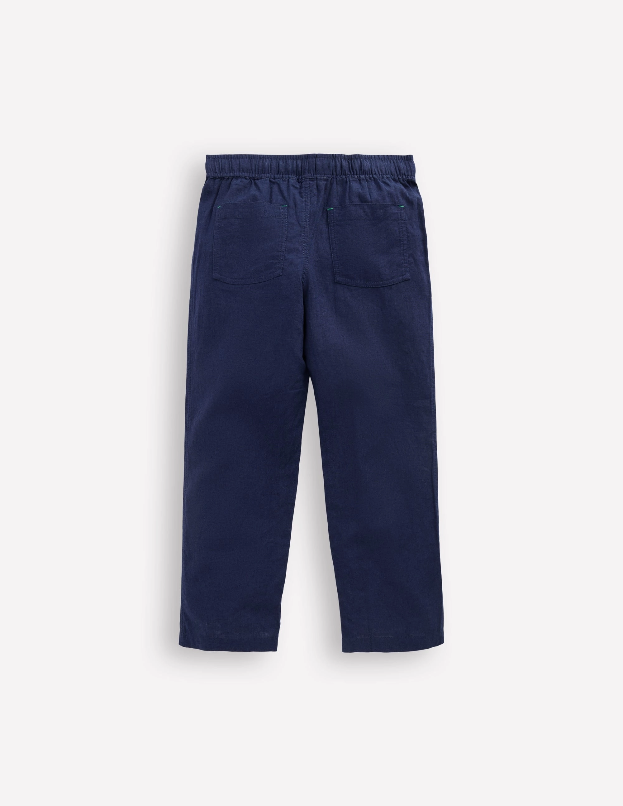 Slim Silhouette Cotton Linen Pull-on Trouser-Navy