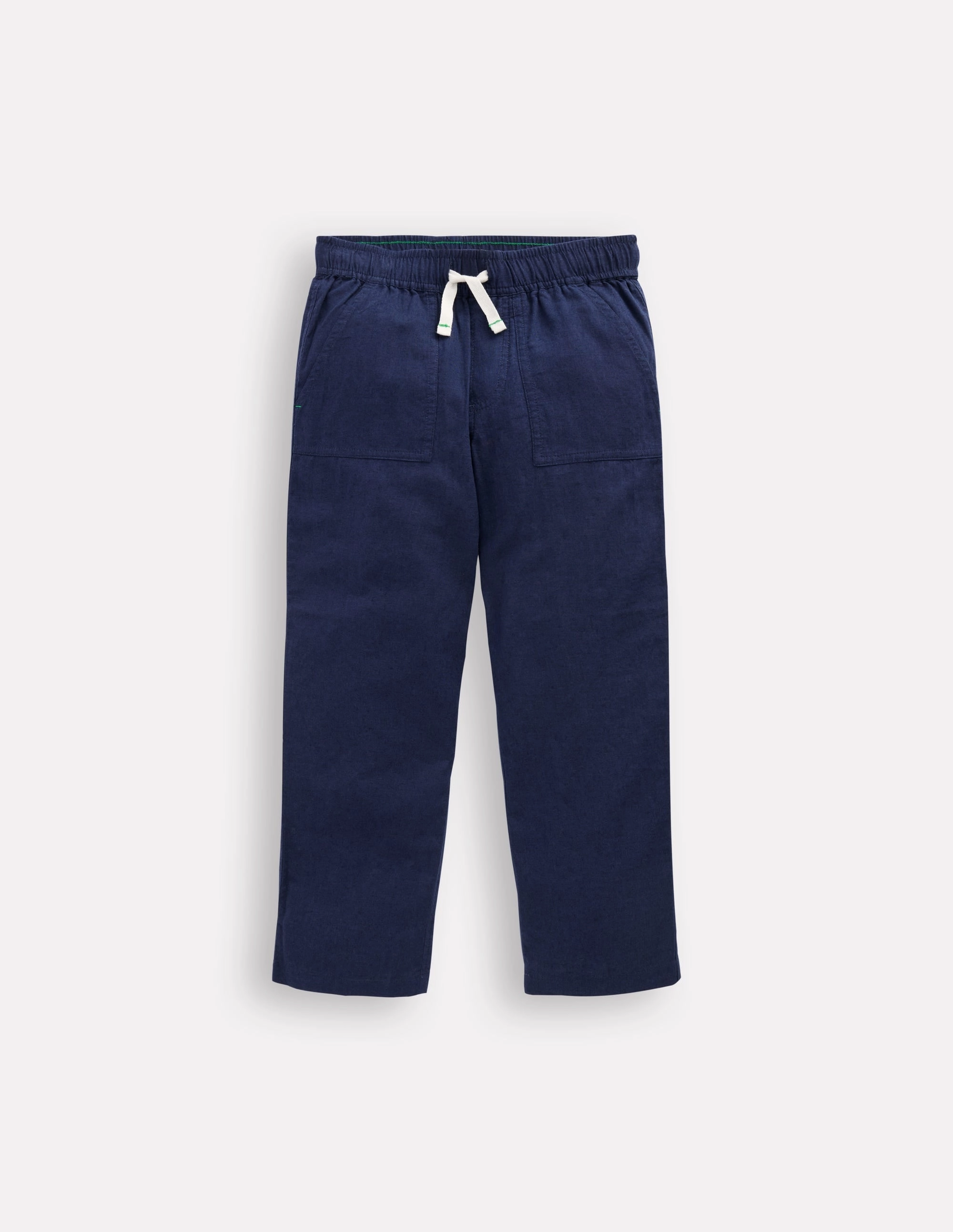 Cotton Linen Pull-on Trouser-Navy Layer Essential Flexible Design