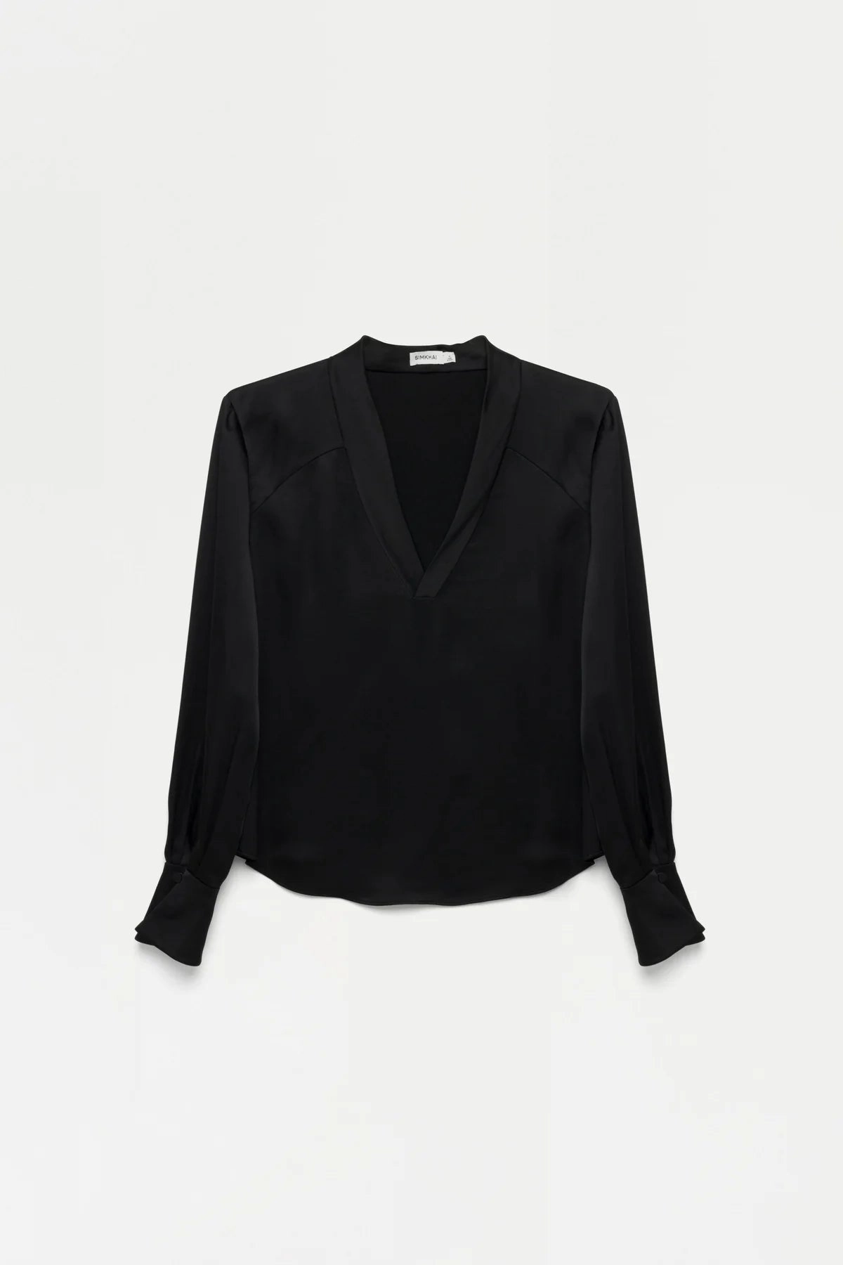 Maisey Long Sleeve V-Neck Blouse Black Multipanel Construction