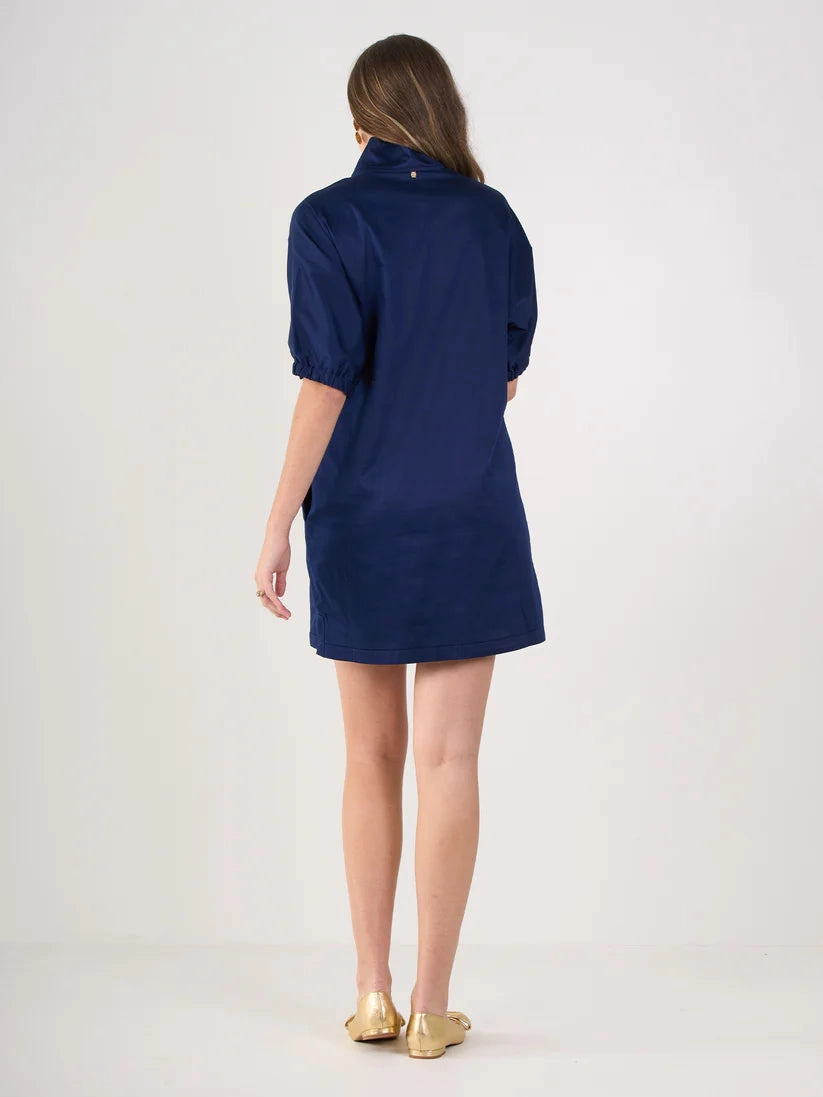 Semi Sheer Emily Mccarthy Poppy Dress in Navy Cotton Poplin
