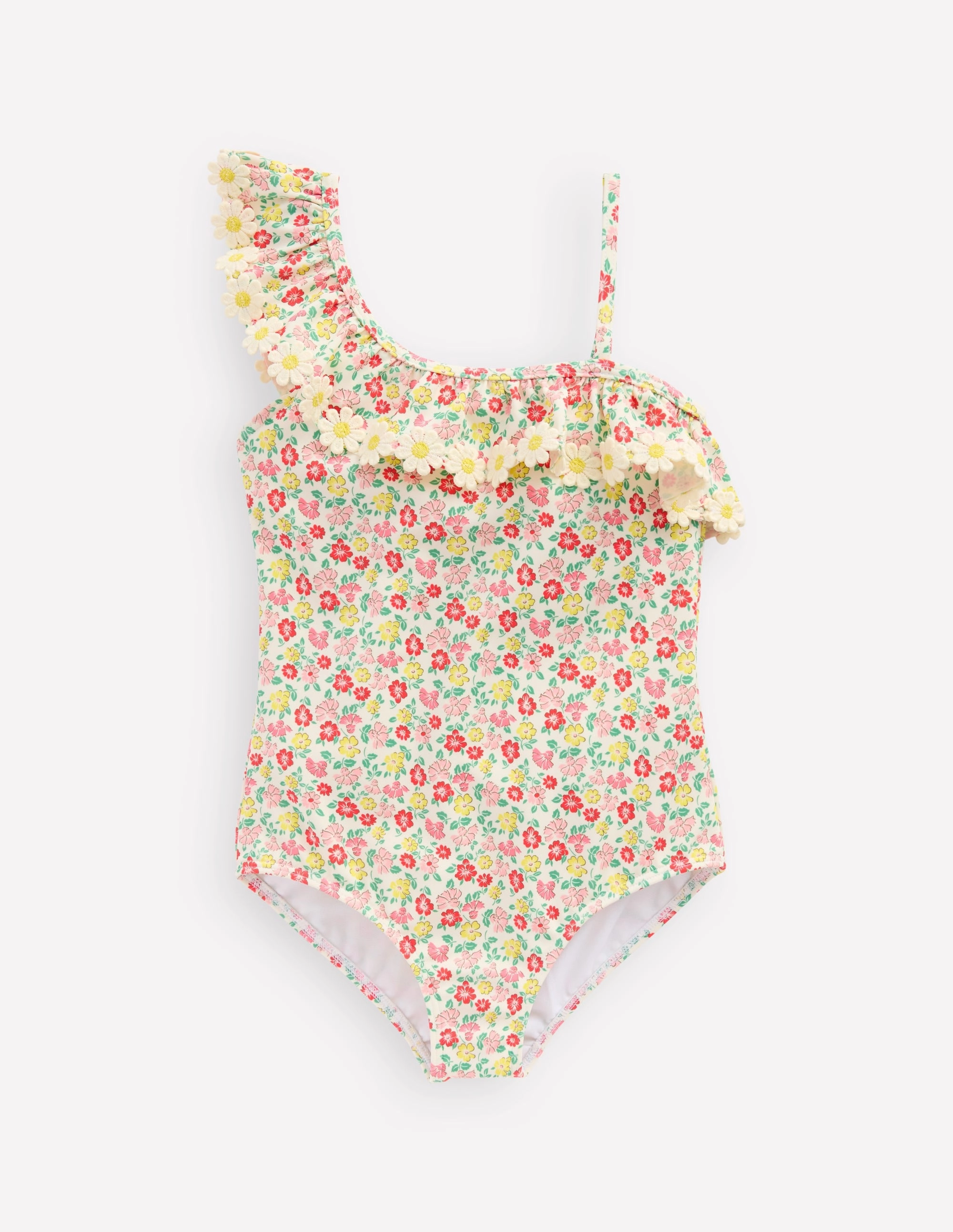 Lila One Shoulder Swimsuit-Multi Summer Flowerbed Adjustable Drawcord Non Restrictive Cut