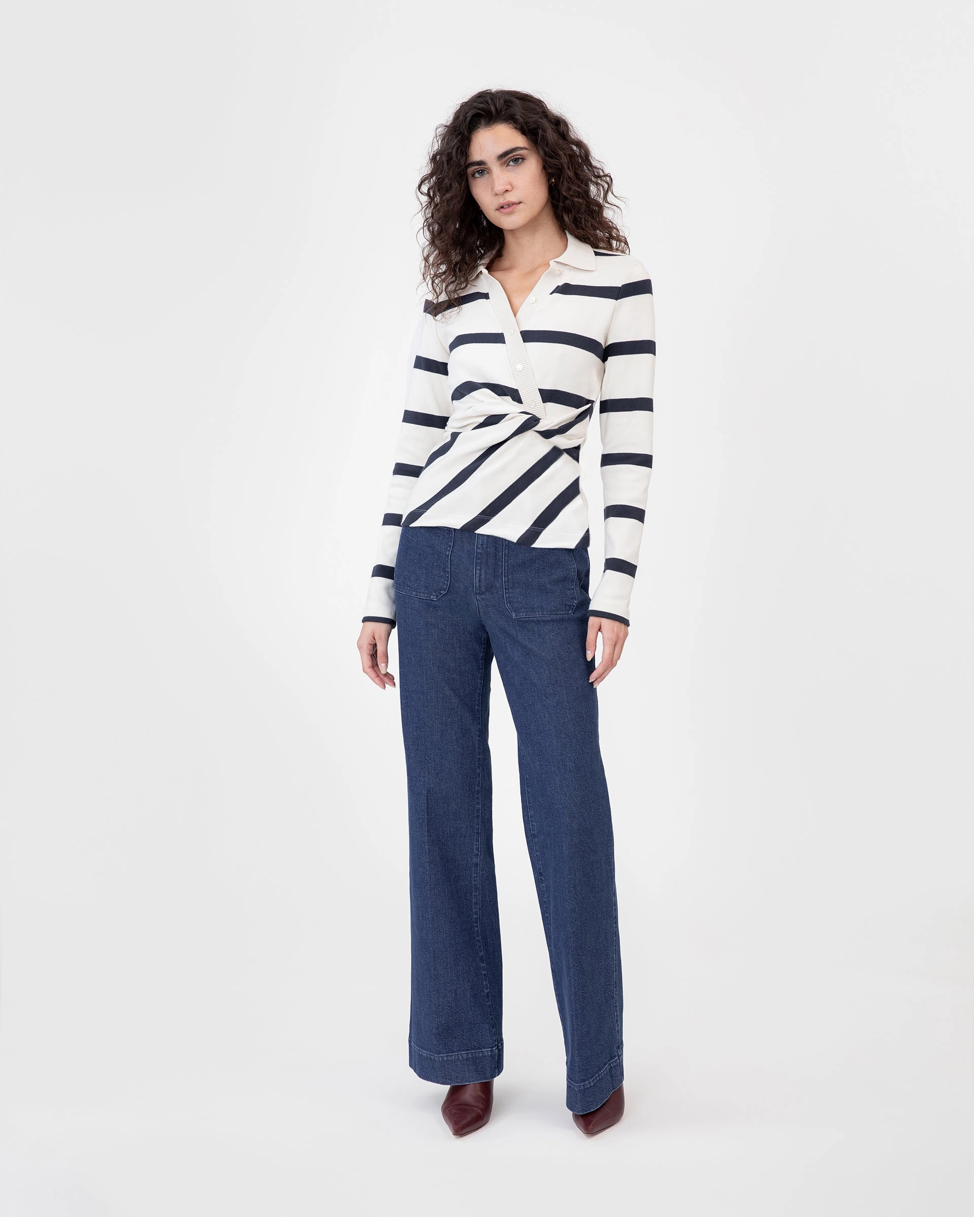 LowImpact Dye Process Flattering Drape Ellicot Top