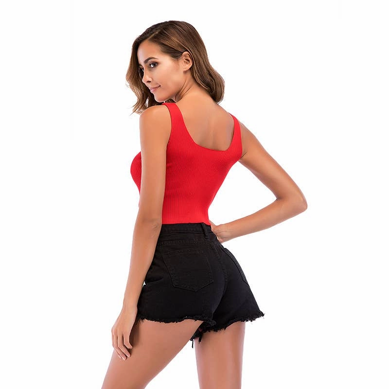 Placket Detailing BOW TANK TOP WITH SQUARE NECK_CWTTK0409