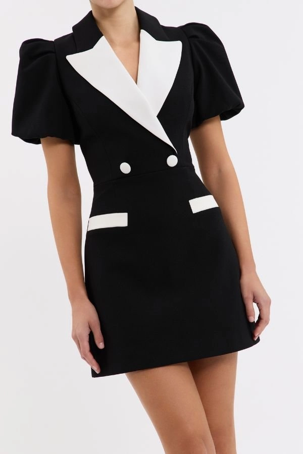 Emma Mini Dress Black and White Eye Catching