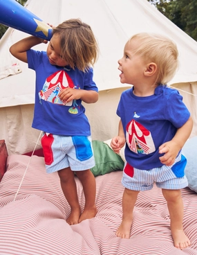 SeamFree Knitting MoistureWicking Fabric Boys Lift The Flap T-shirt-Bright Blue Circus