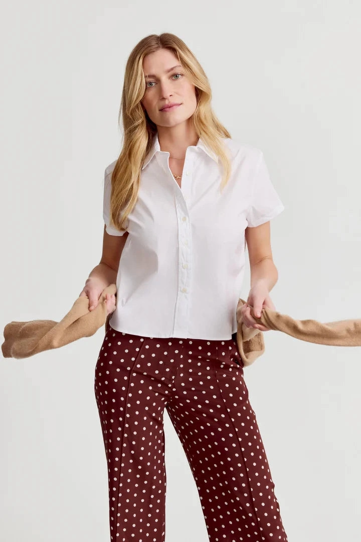 Breathable Tank Mesh Panel Details The Boxy Short Sleeve Cropped Shirt White