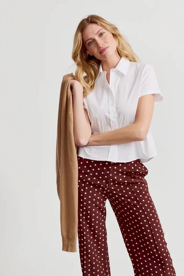 Low Impact Manufacturing MultiPanelDesign The Boxy Short Sleeve Cropped Shirt White