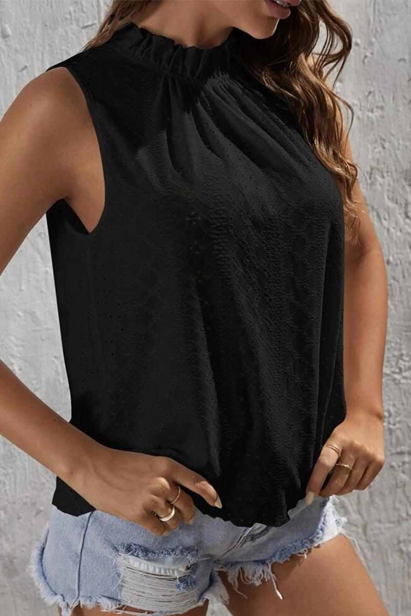 TIED HALTER NECK PUNCHING TOP BondedShoulder BoxySilhouette