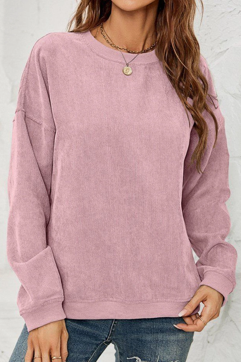 Everyday Jacket Eco Friendly Blend WOMEN CORDUROY ROUND NECK PULLOVER SWEATER