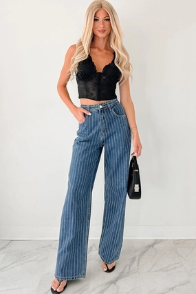 Flexible Fabric Ariel Rhinestone Stripe Signature 8 Jeans (Medium)