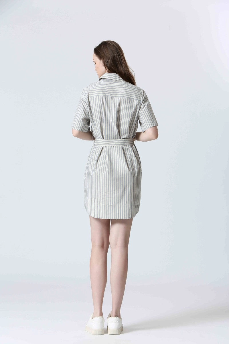 Smile Feel STRIPED BUTTON FRONT DRESS