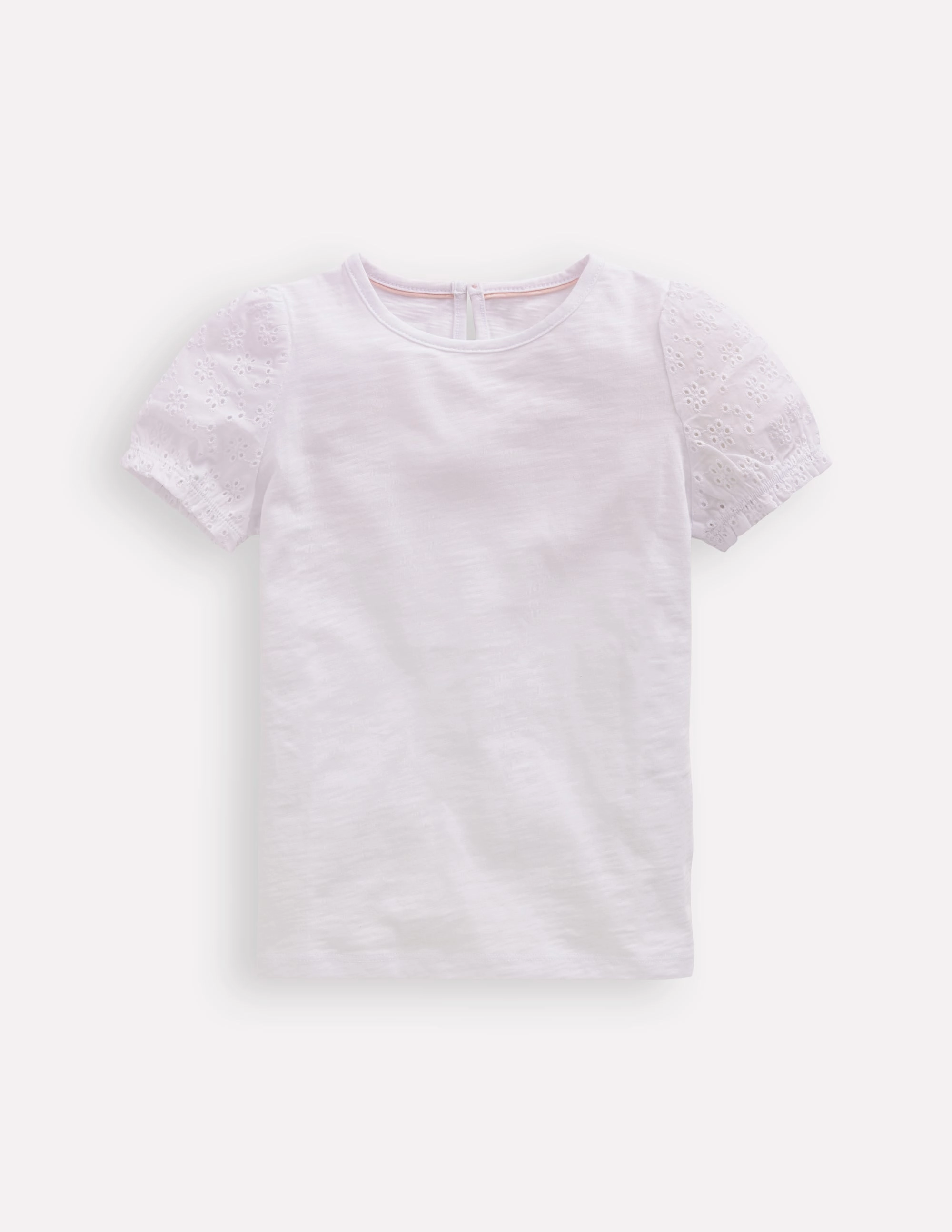 Broderie Mix Tee-White Airflow Mesh Insert