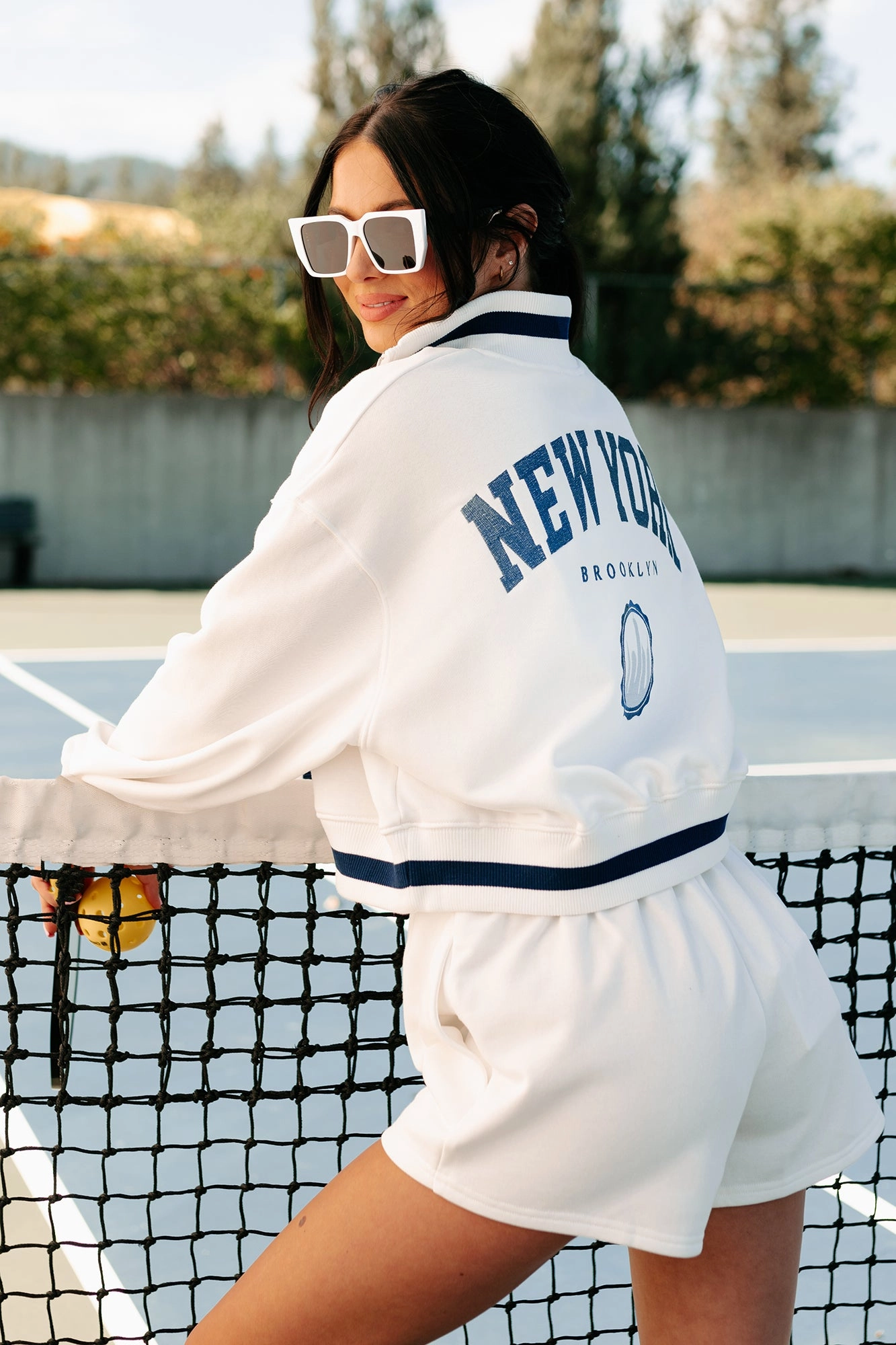 Brooklyn Strolls Embroidered Loungewear Set (Ivory/Blue) Effortless Design