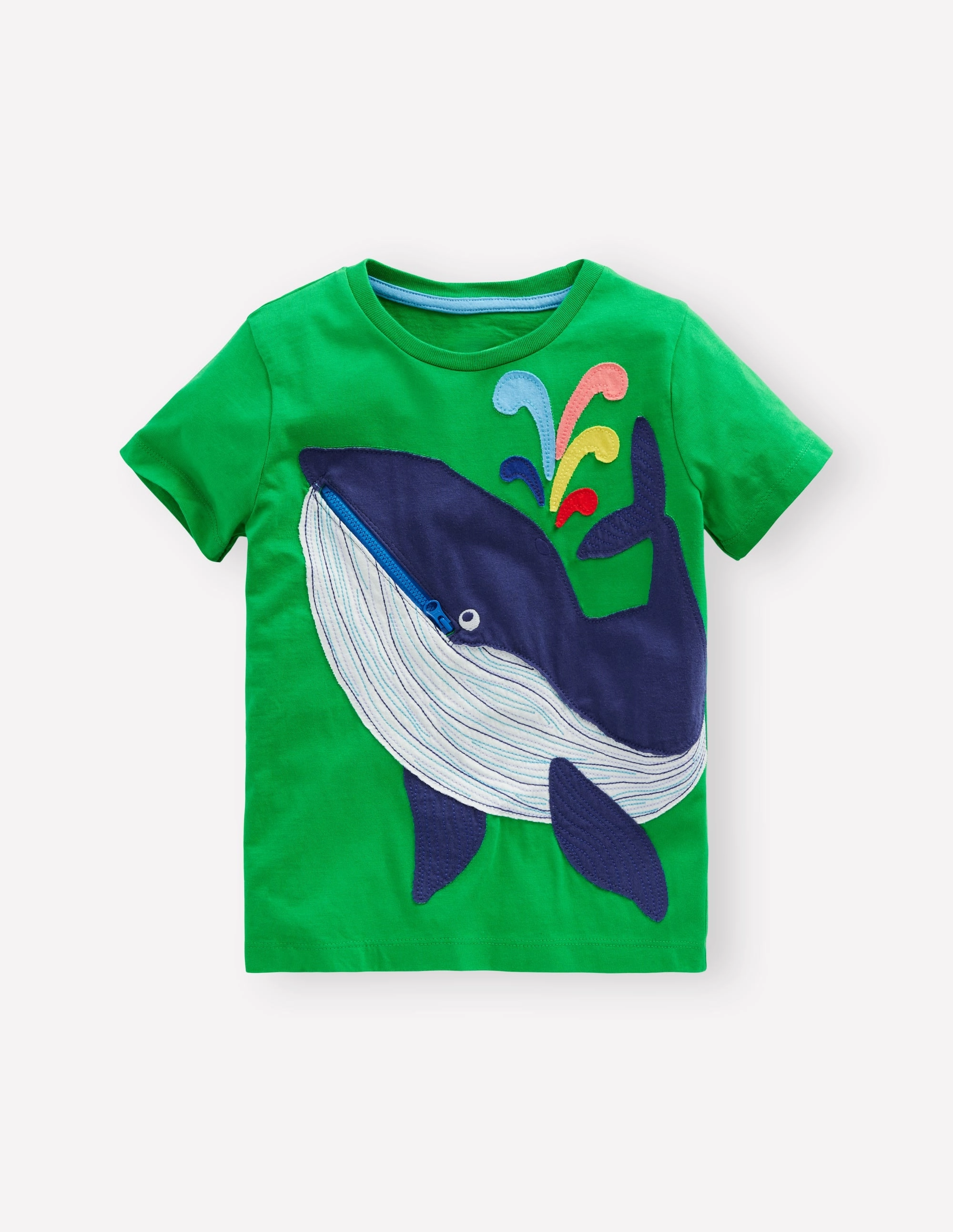 Zip Applique T-shirt-Sapling Green Whale AntiStaticTreatment UPF Protective Fabric