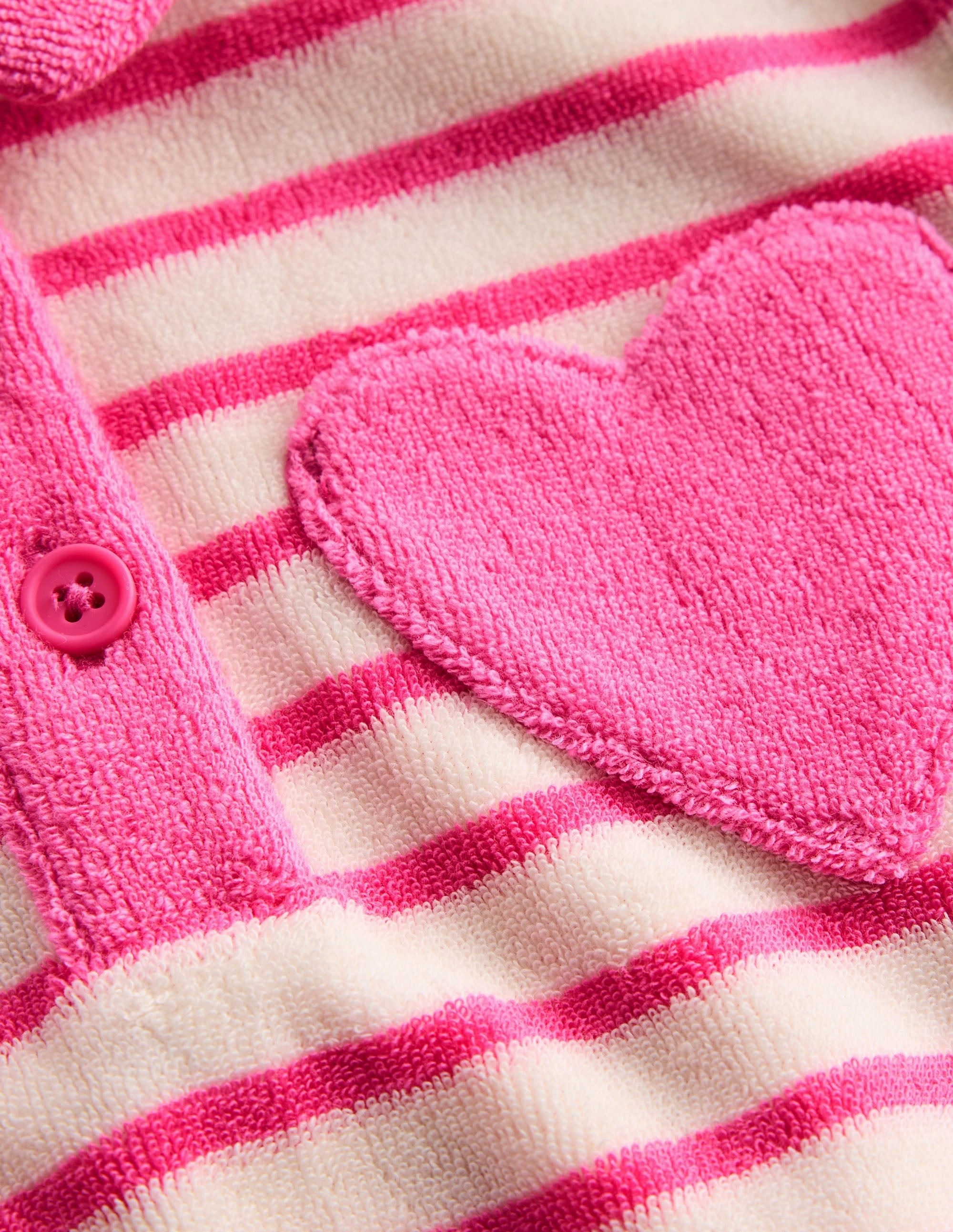 Towelling Polo Dress-Pink/ Ivory Stripe HypoallergenicFiber