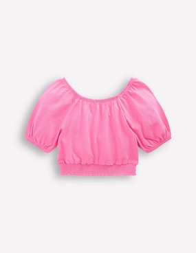 RollUpSleeves HiddenVentilationPockets Bubble Top-Rose Pink