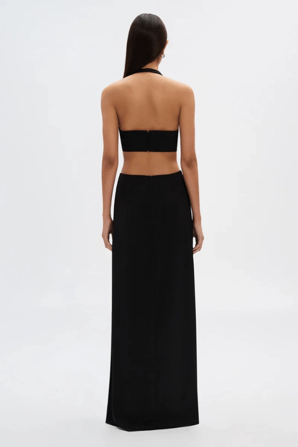 The Wander Satin Gown Black Chic casual