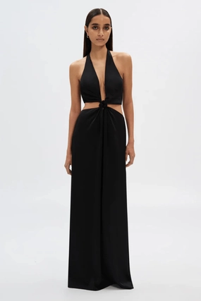 Shiny Zip The Wander Satin Gown Black