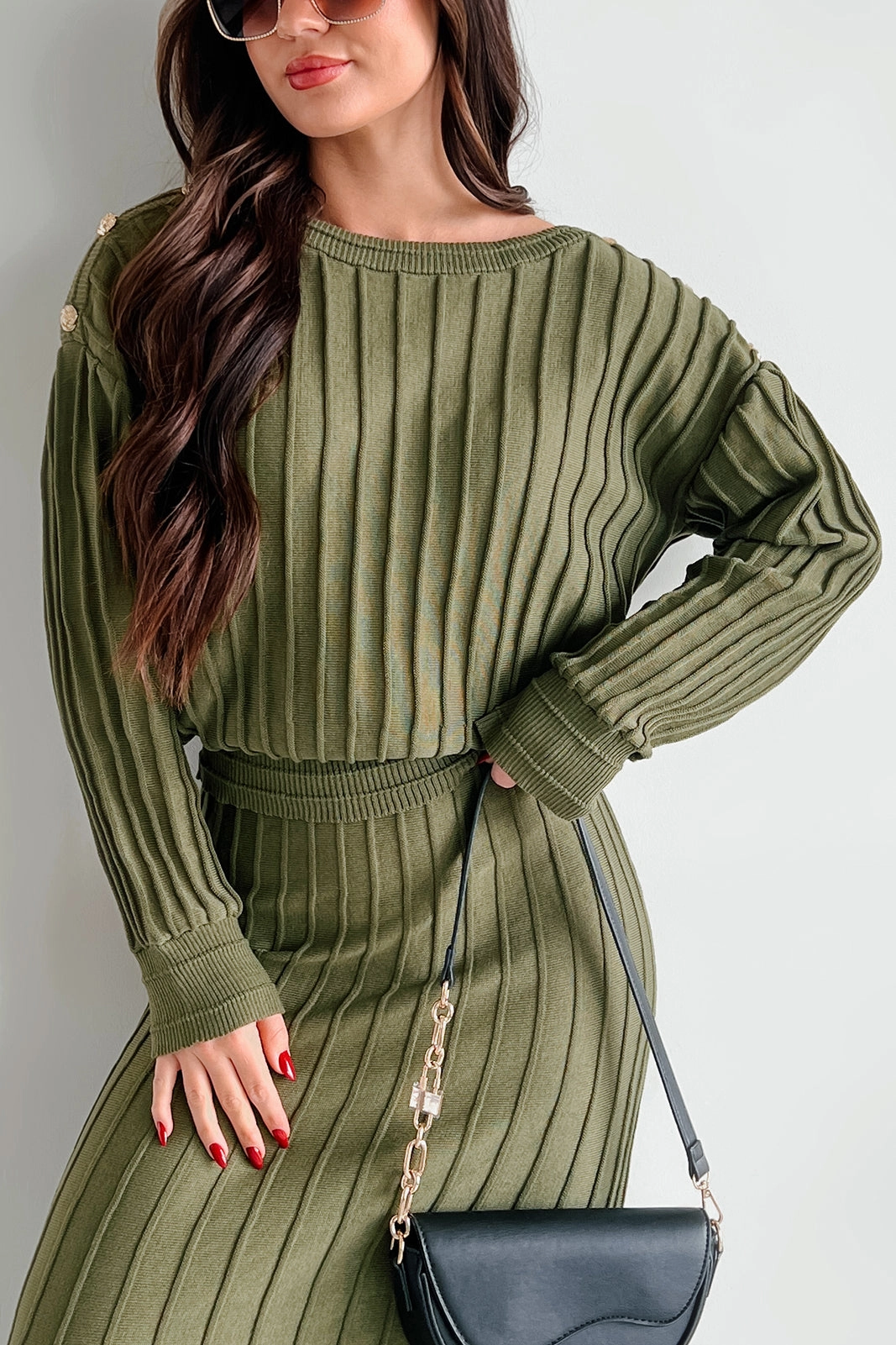 Business Talks Button Detailed Sweater (Olive) Comfy Fit