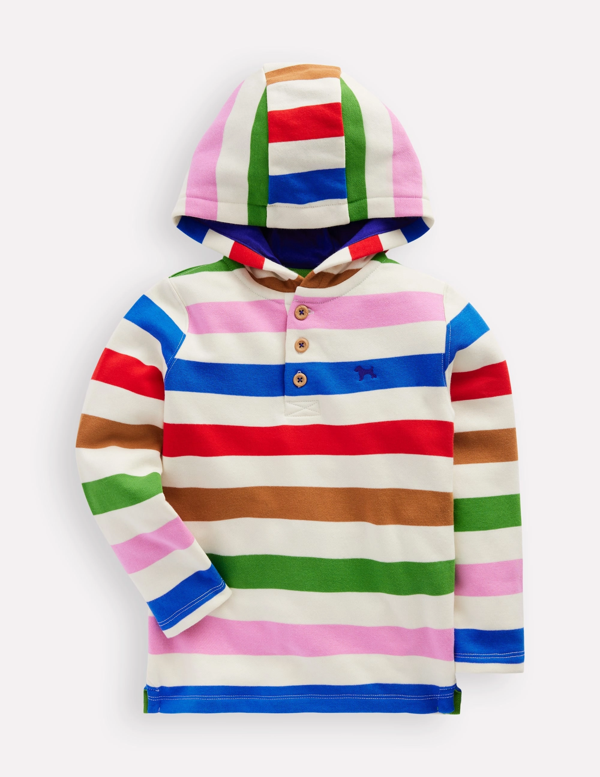 Microfiber Material Flexible Material Button Down Hoodie-Gallery Blue Multi Stripe