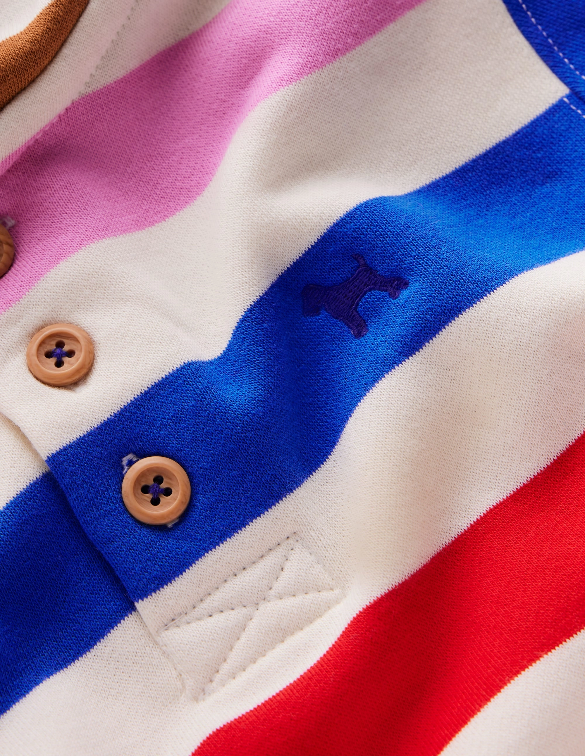 Button Down Hoodie-Gallery Blue Multi Stripe SunProtective HeavyweightThermal