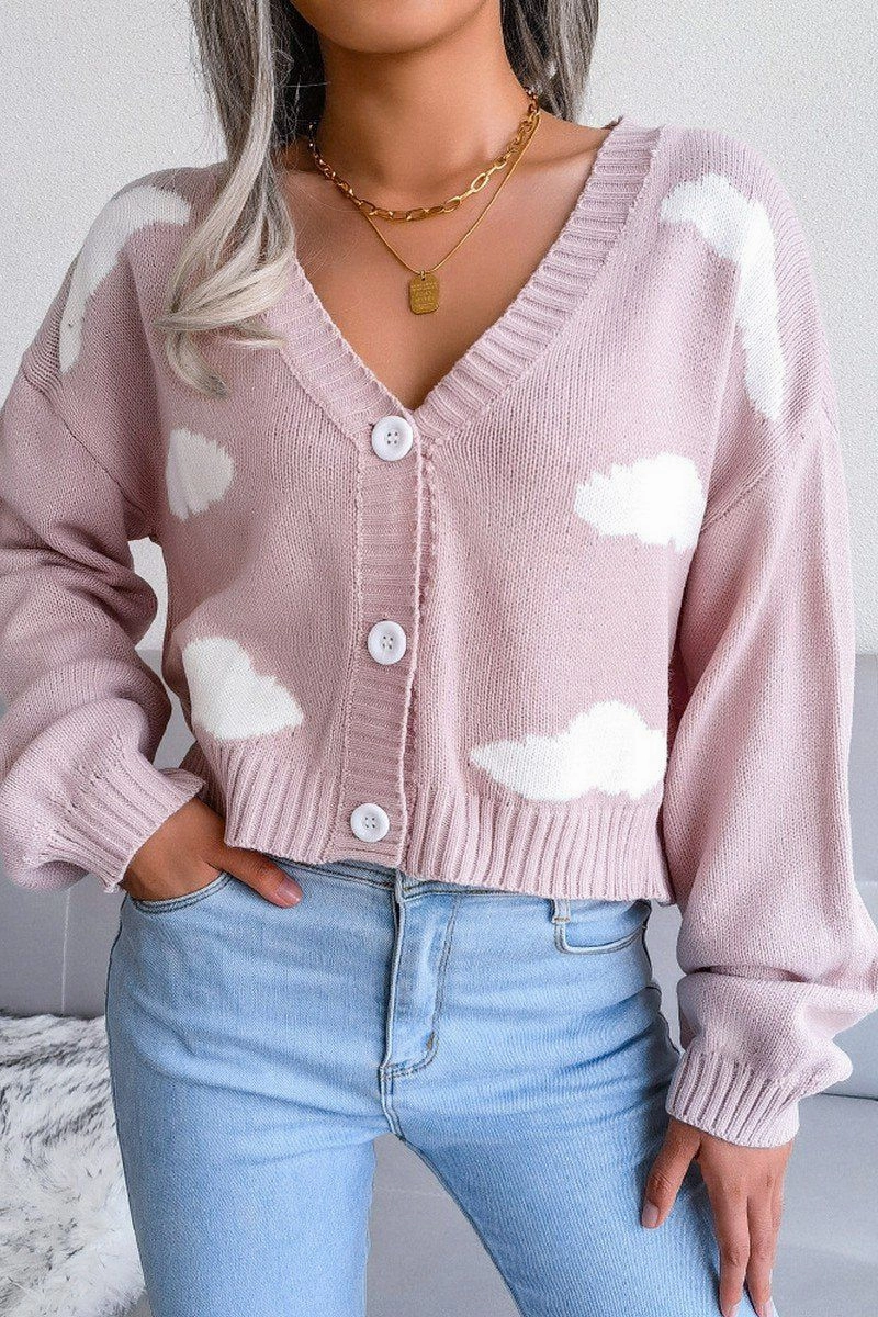Classic Tank BUTTON UP CLOUD PRINTING SHORT LENGTH CARDIGAN