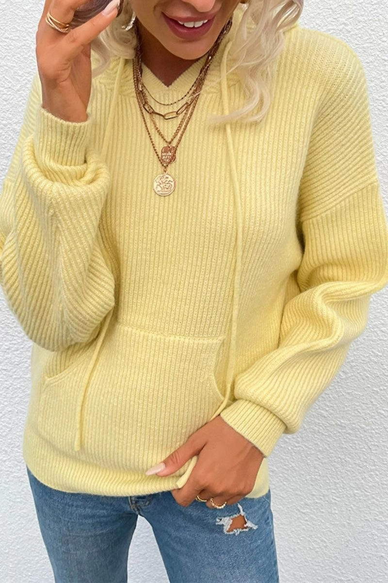 LowImpact Dye Process CroppedLength CABLE KNIT HOODED KNIT SWEATER TOP