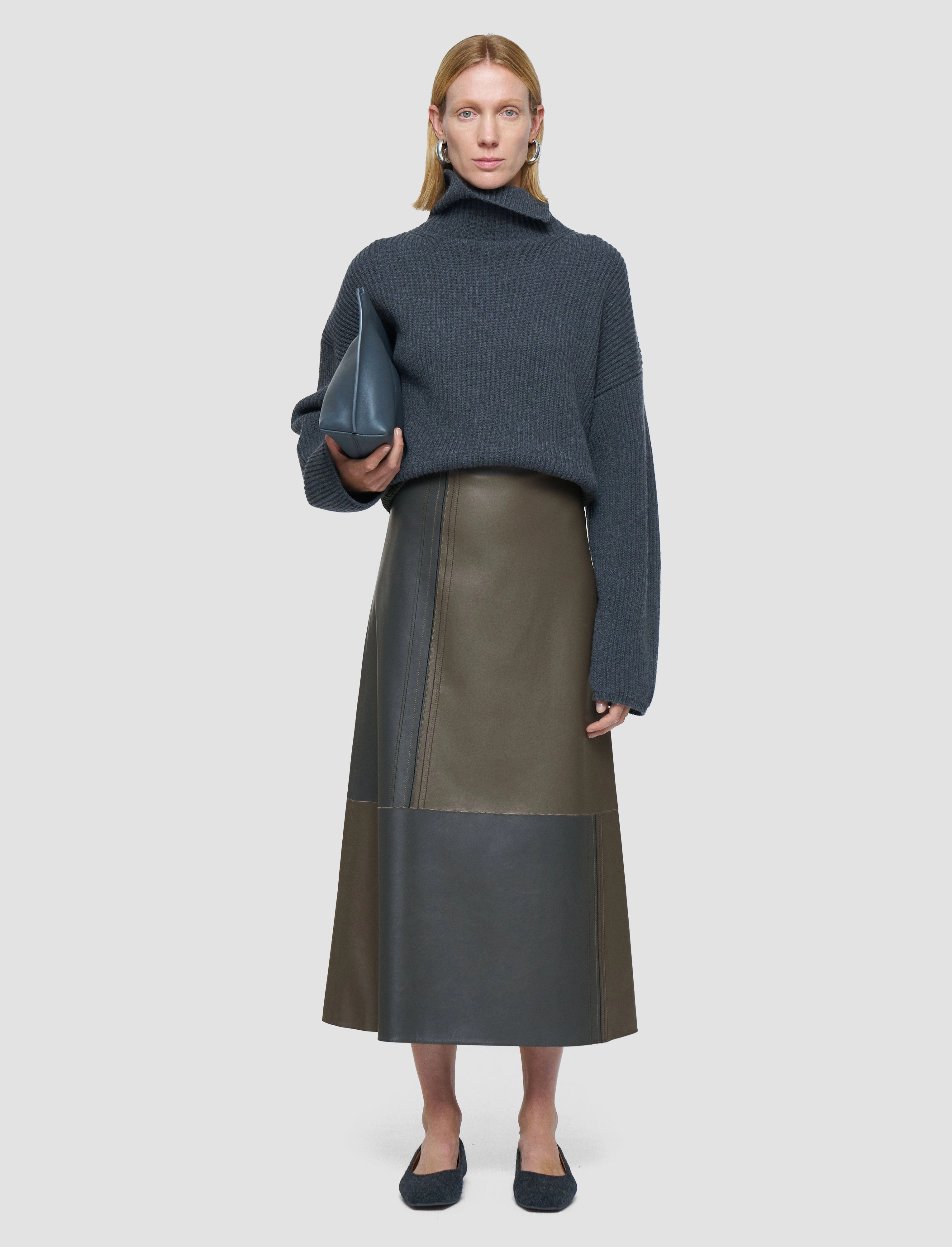 Fitted Cut Sustainable Cezanne Overlay Nappa Leather Skirt