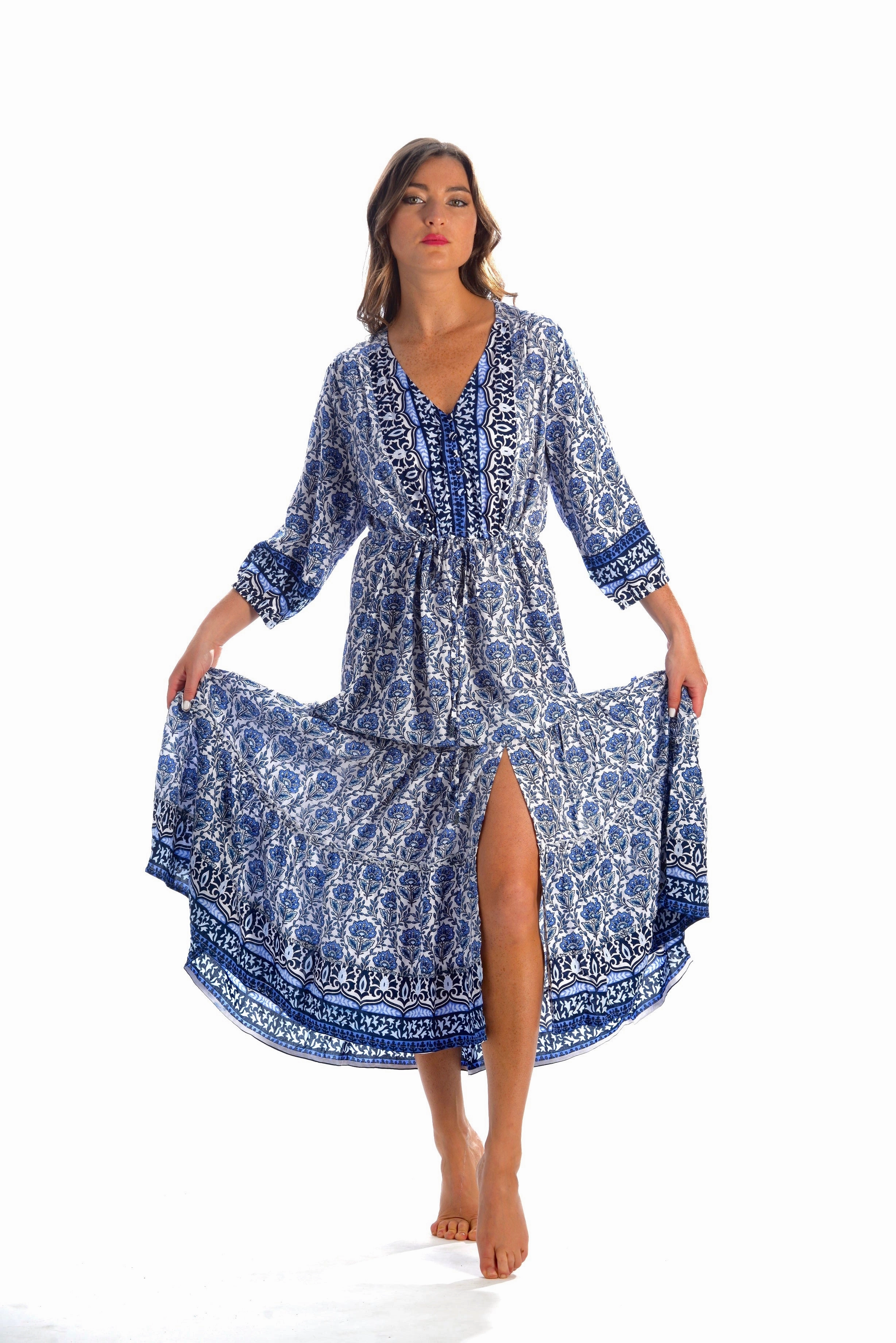 Carrie Dress / Navy Floral Subtle tone