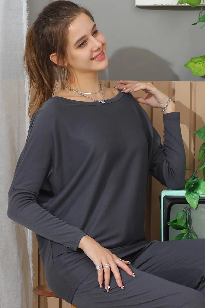 SeamlessKnitConstruction CASUAL SOLID LONG SLEEVE T SHIRT-CWTTL1449_CWTTL1449