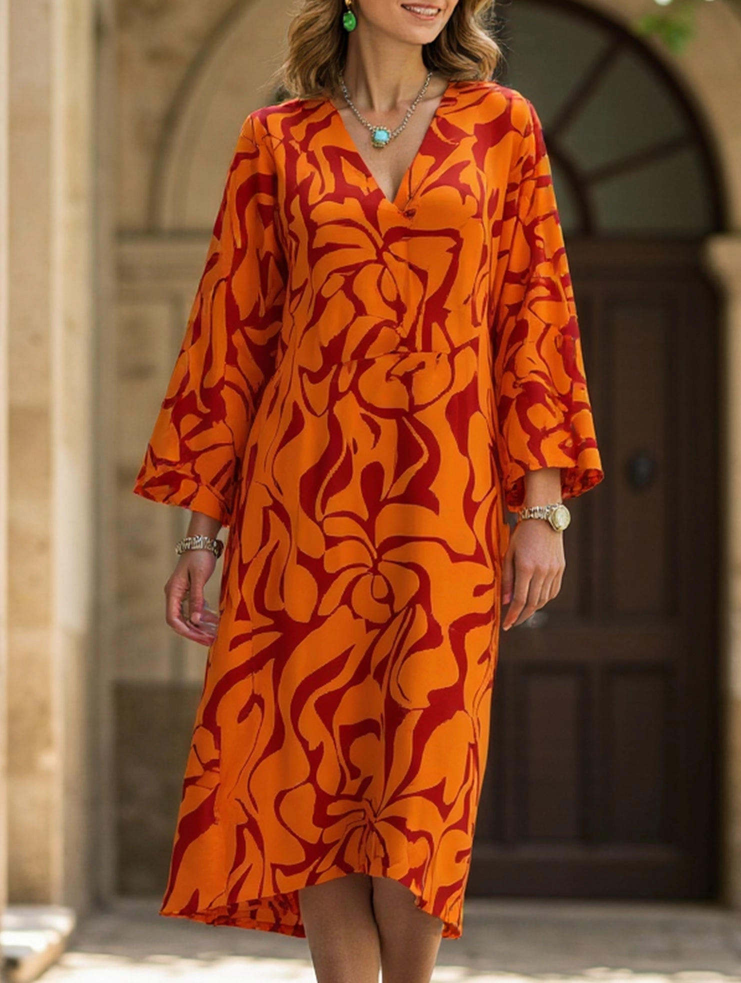 Casual Swing Print Dress Elegance Glow