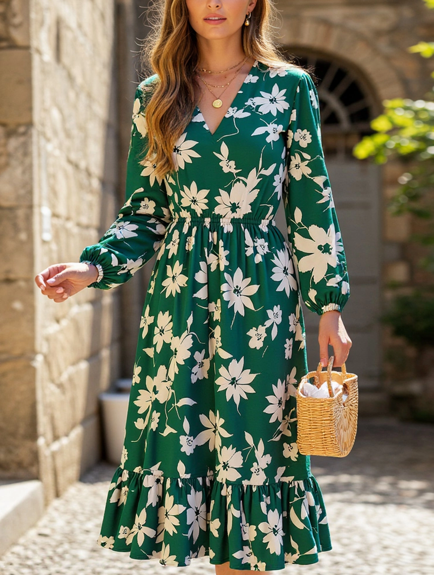 Loral Long Sleeve Peplum Dress ??Waist Tucked Elegance tailored look