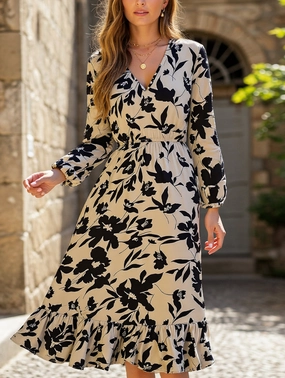 Loral Long Sleeve Peplum Dress ??Waist Tucked Elegance All weather Stylish Cut