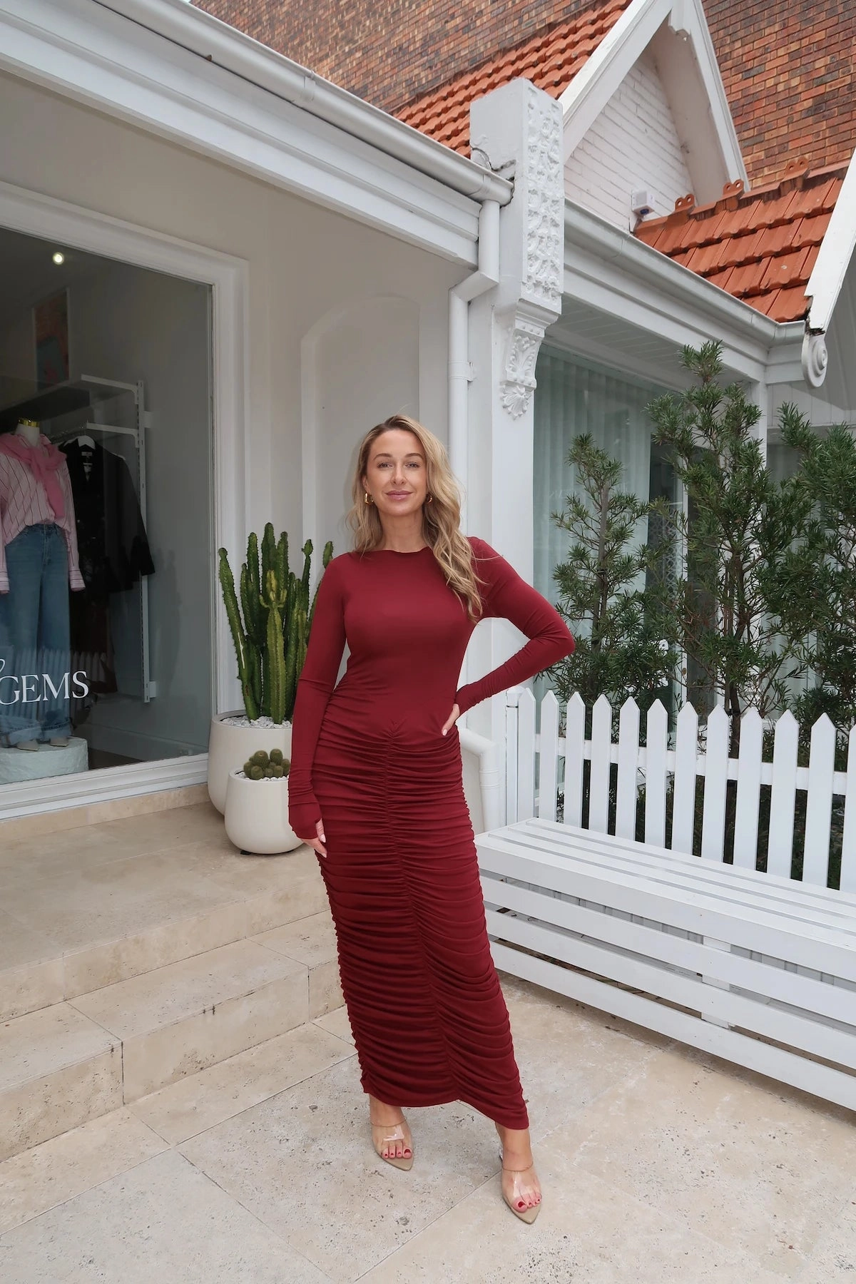 Caterina Midi Dress Burgundy Practical-Style Winter Classic